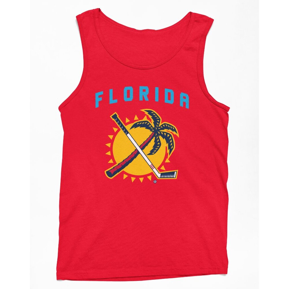 NEW Florida Panthers Palm Tree Sun Arch Wordmark Tank Top RED